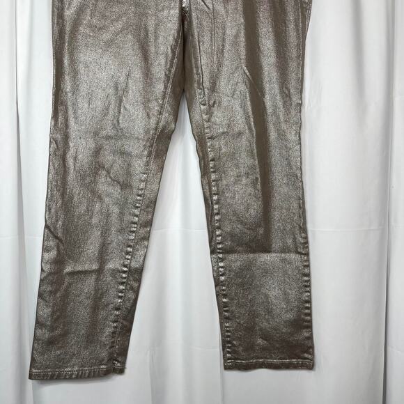 Chico's denim jeans women's 12 PLATINUM DENIM in METALLIC sterling khaki - Picture 4 of 16